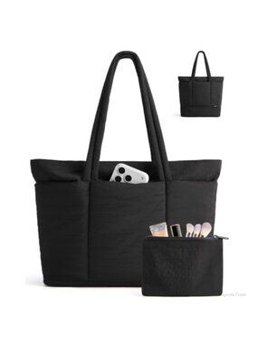 Puffy Expandable Travel Tote Bag with Pouch 15.6" Laptop